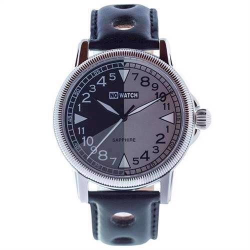 Image of No Watch 24 timers ur med sort racer urrem, CL1-1212